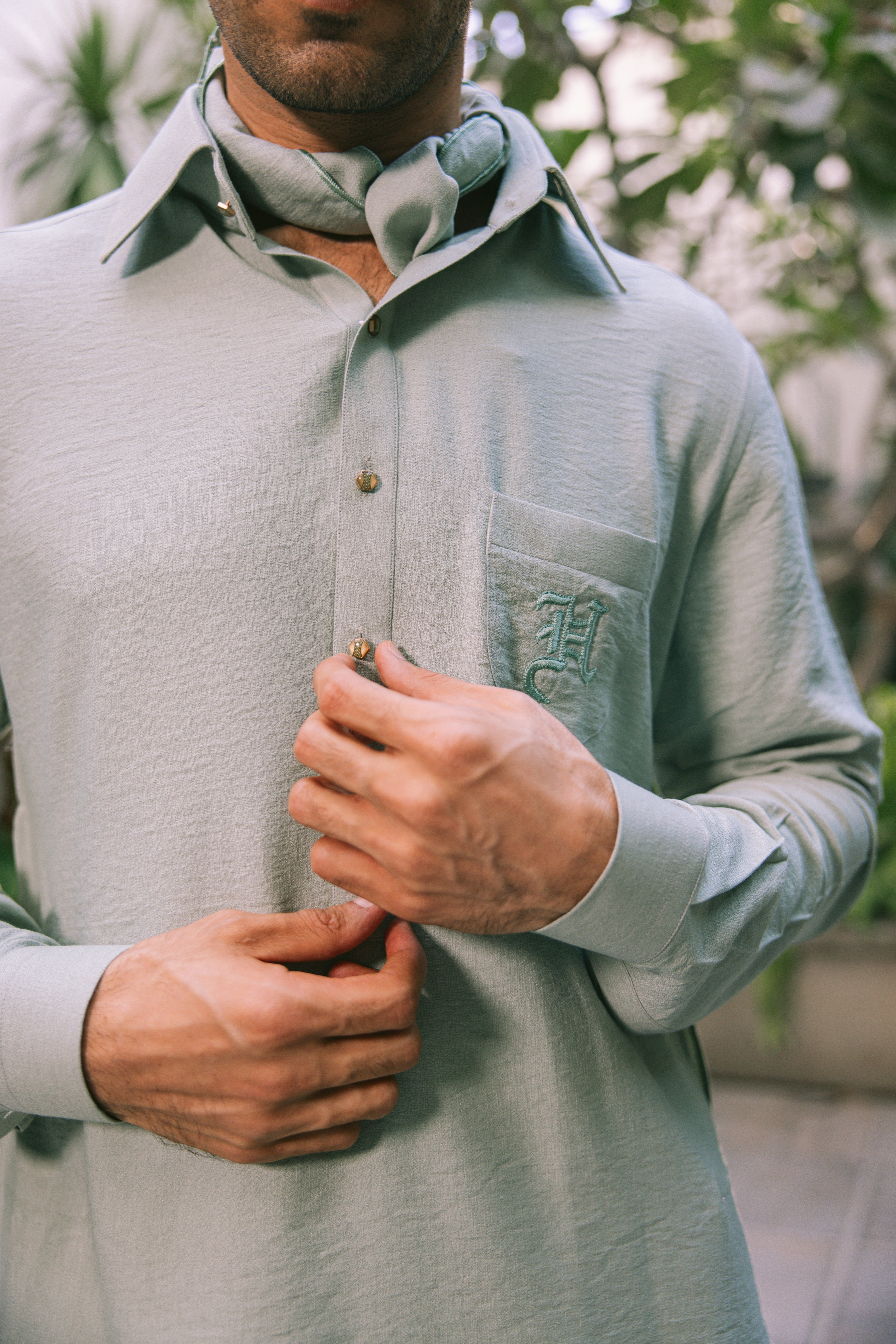 MINT GREEN LINEN KURTA PAJAMA