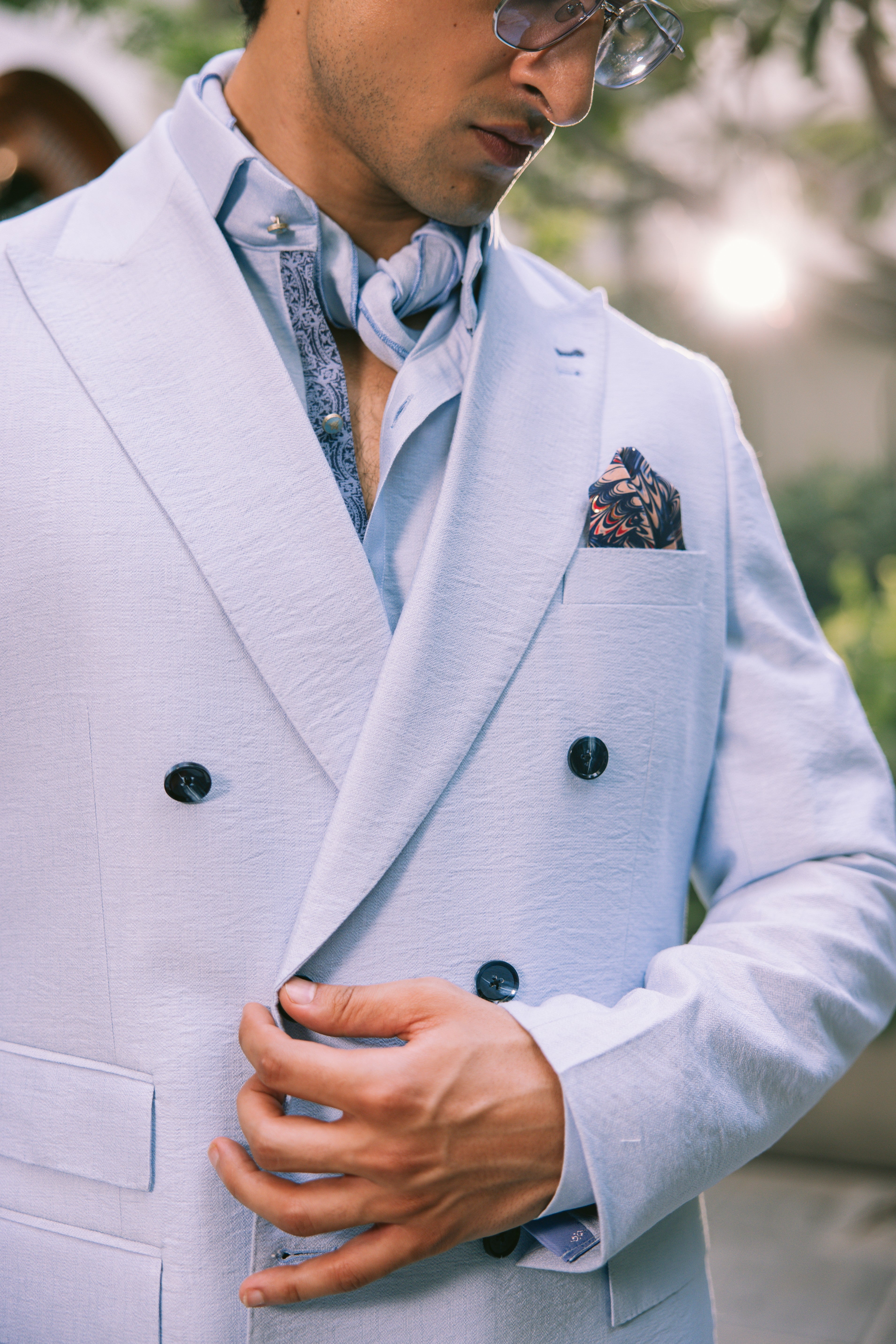 MINT BLUE LINEN KURTA PAJAMA