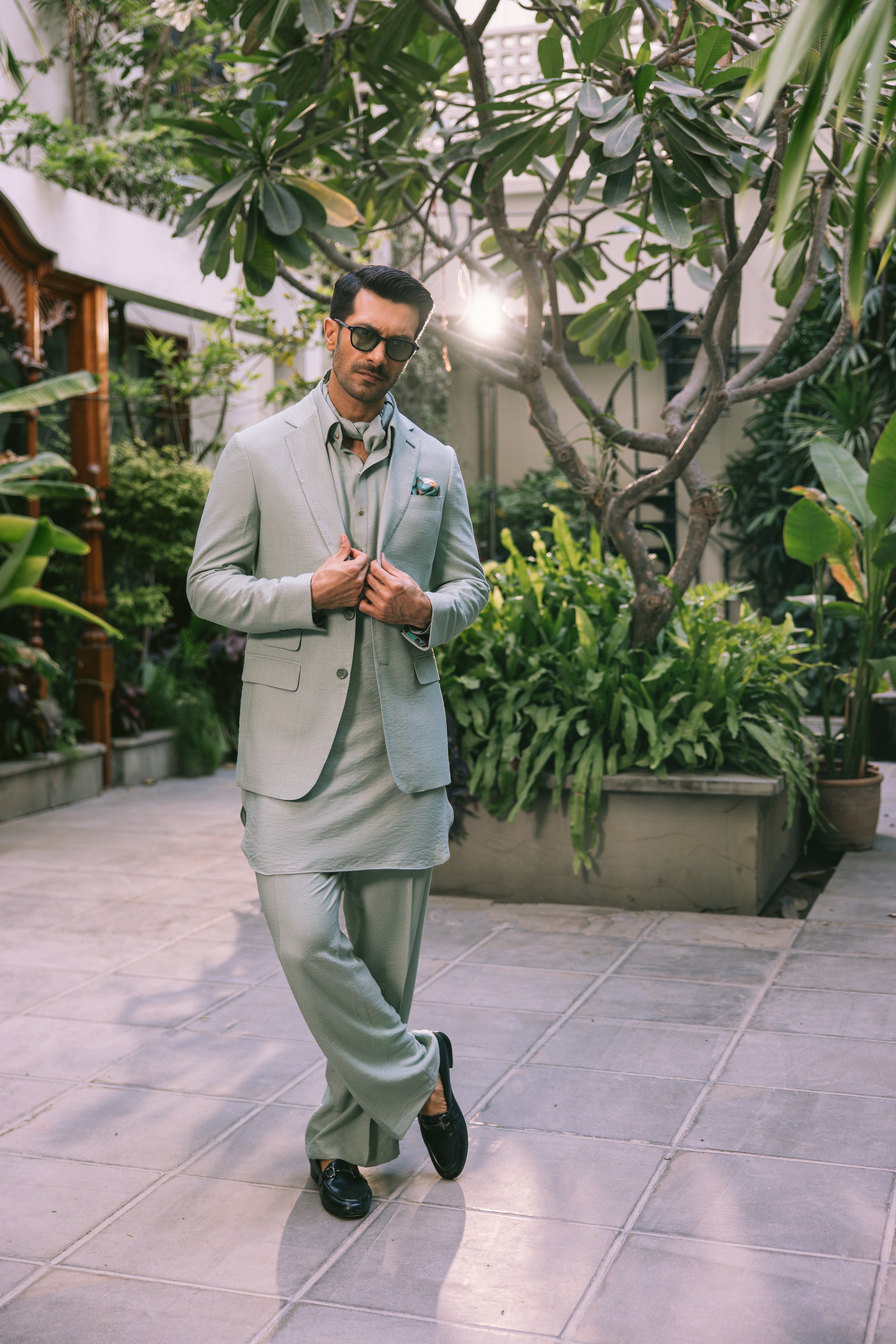 MINT GREEN LINEN KURTA PAJAMA