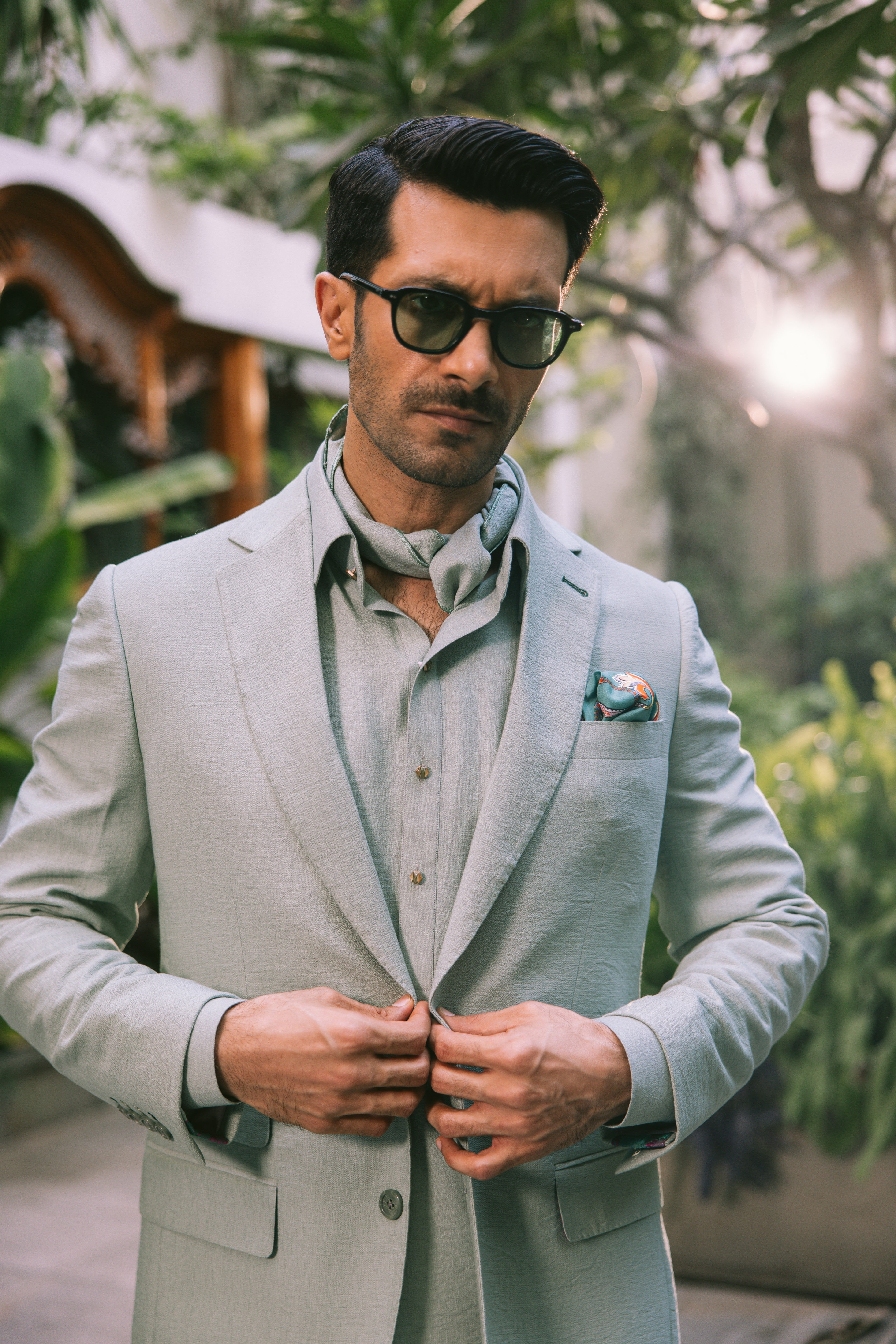 MINT GREEN LINEN KURTA PAJAMA