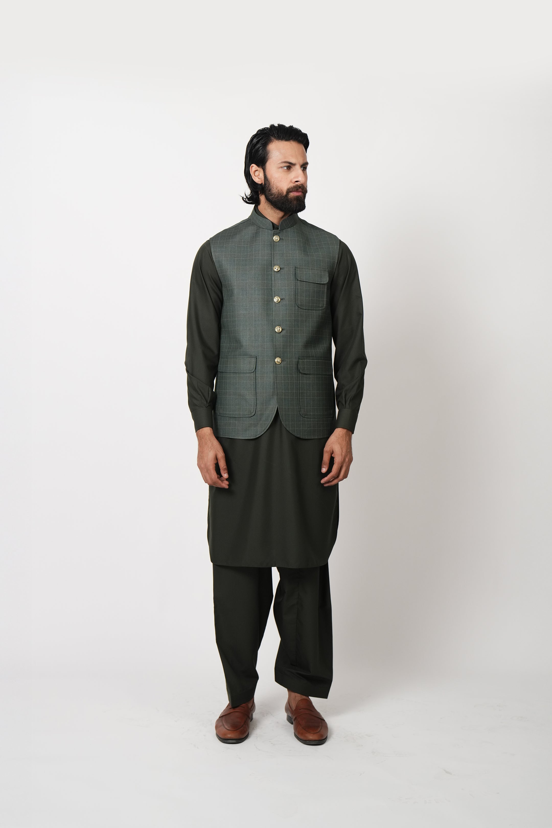 Green checkered waistcoat