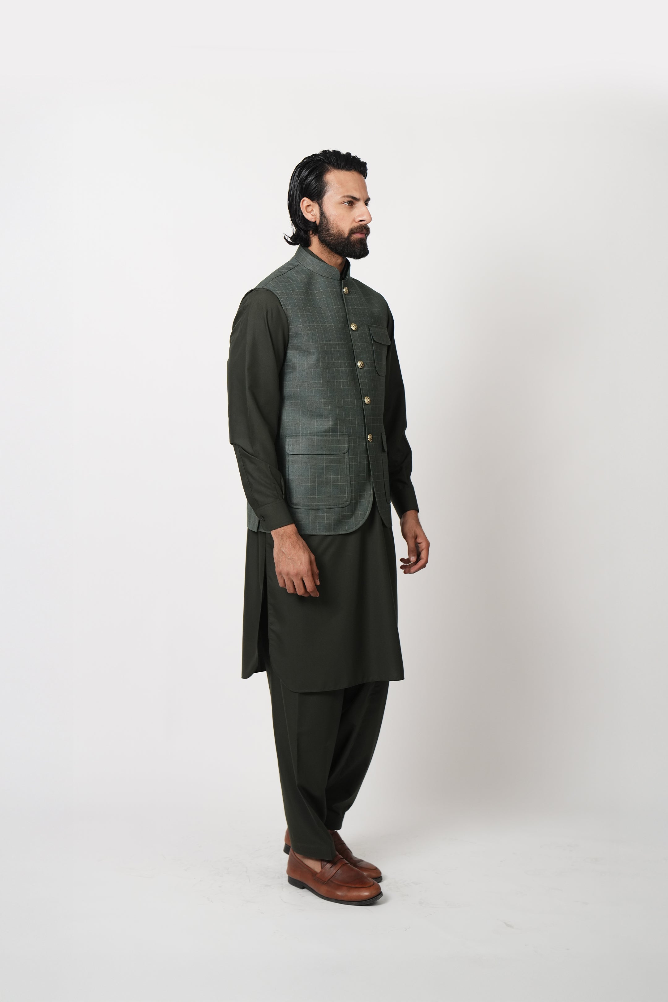 Green checkered waistcoat