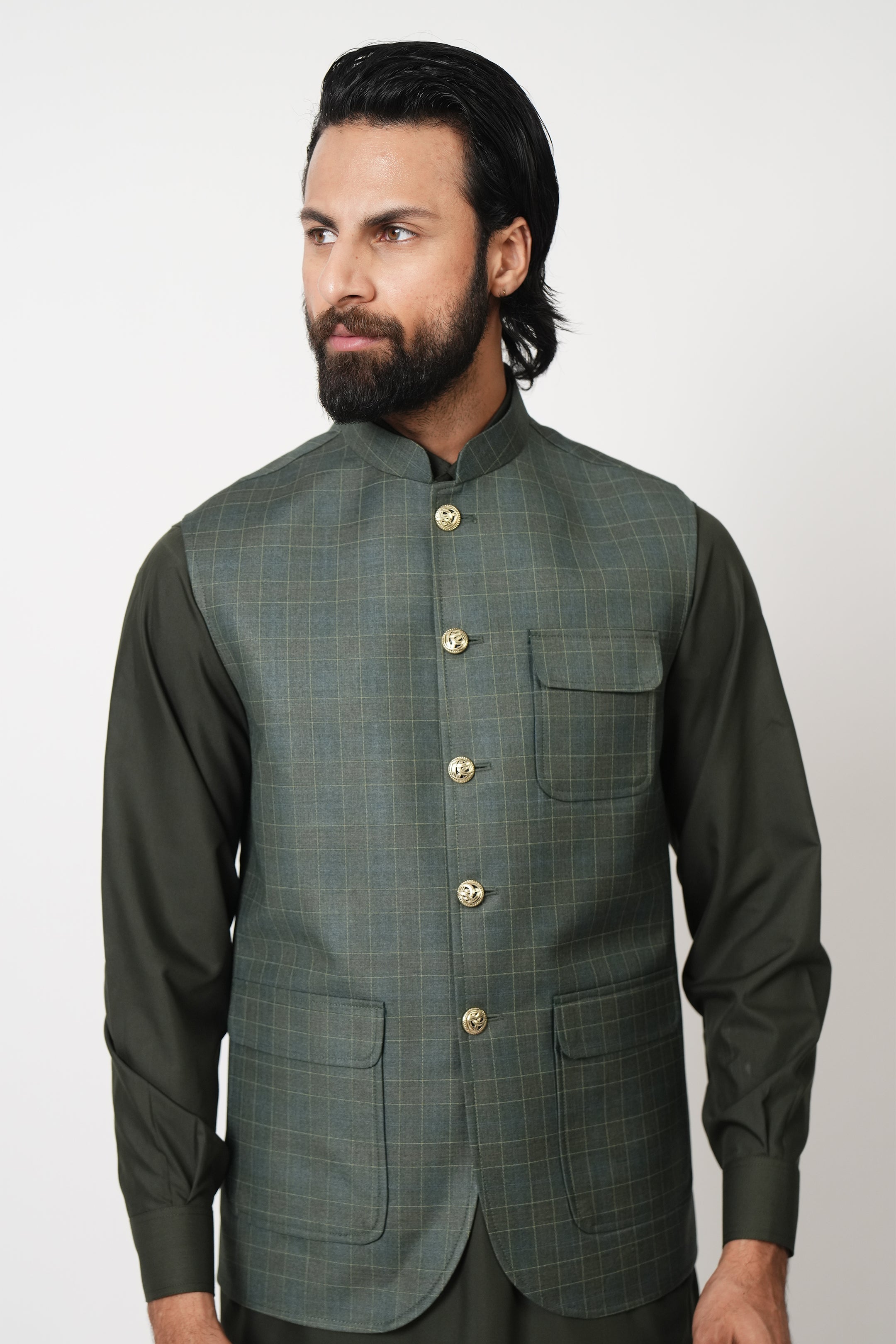 Green checkered waistcoat