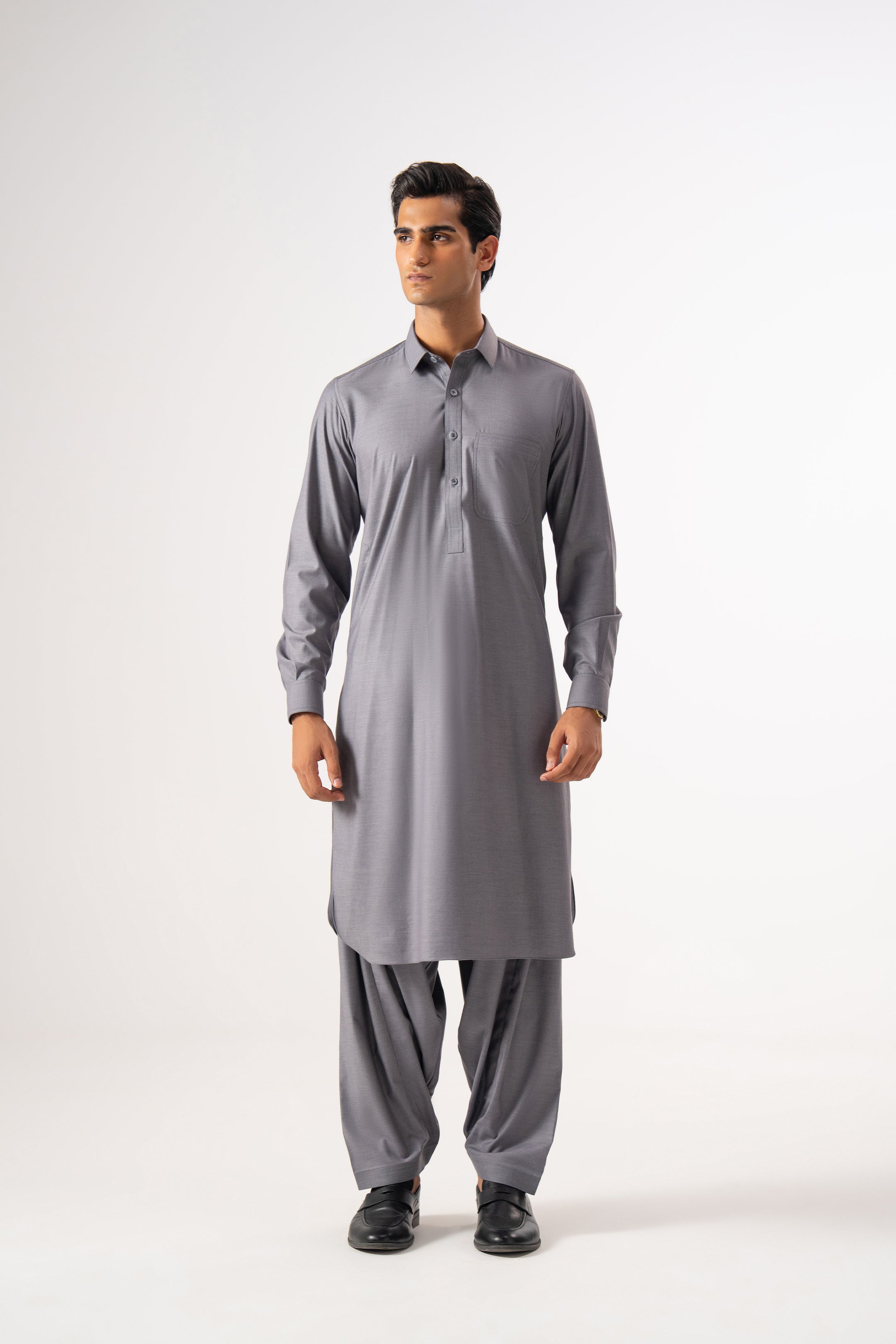 Silver Grey Shalwar Kameez