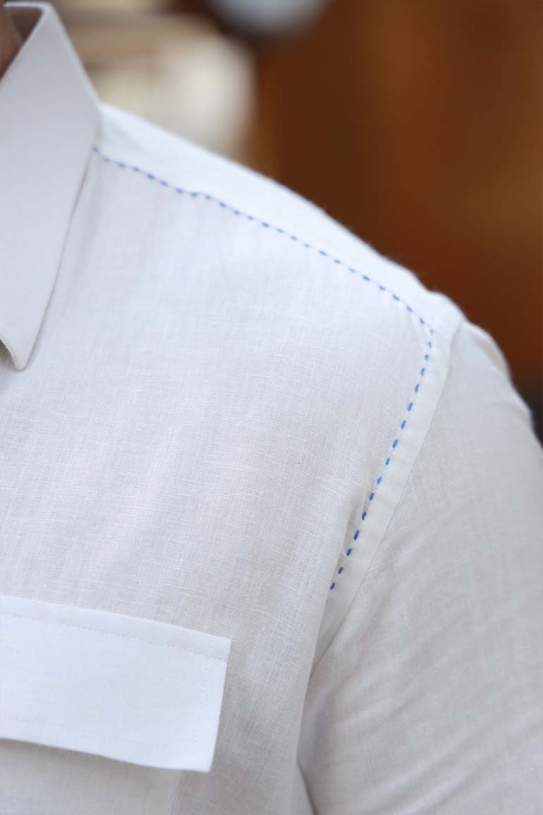 WHITE LINEN KURTA PAJAMA