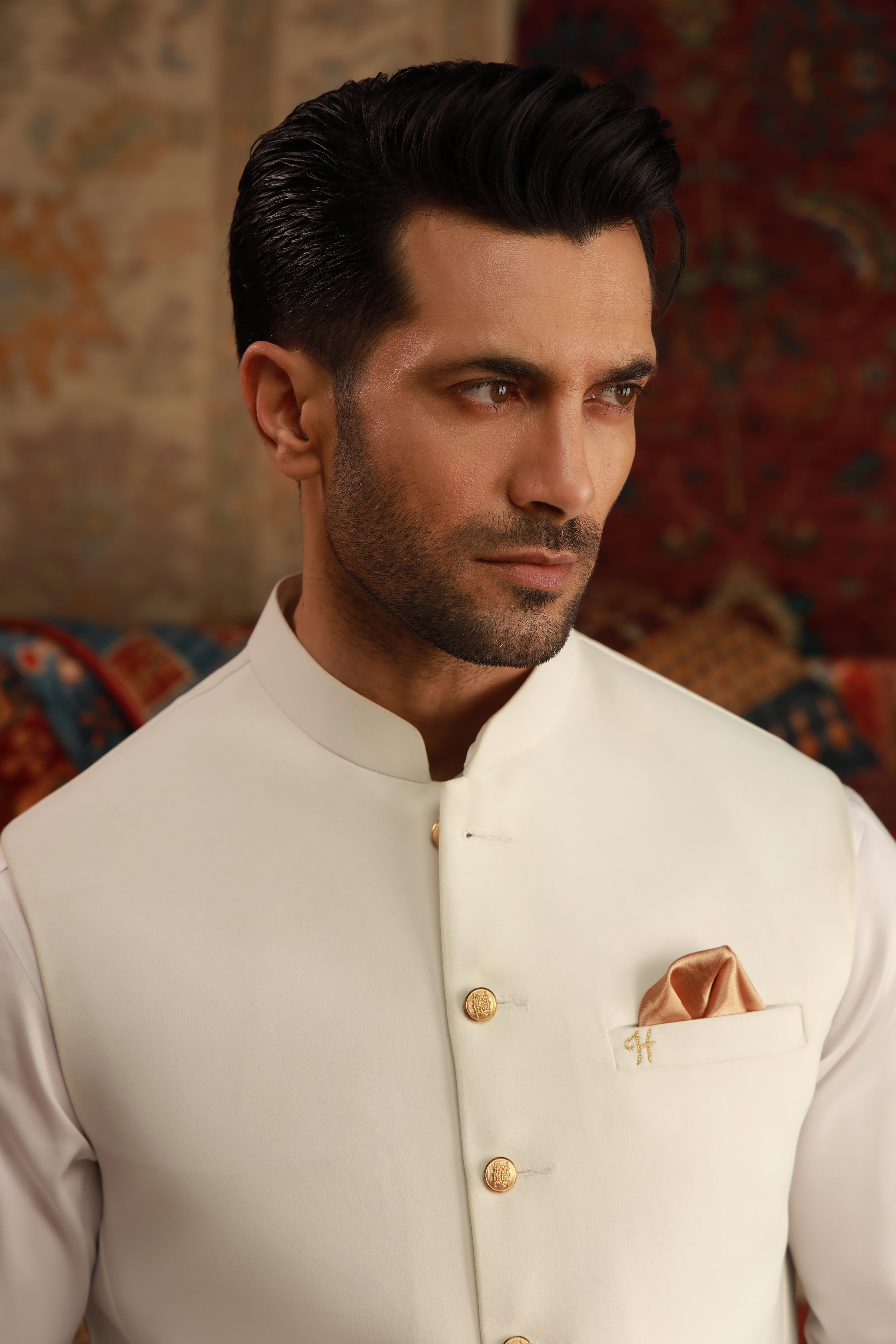 WHITE EGYPTIAN COTTON SATIN KURTA PAJAMA