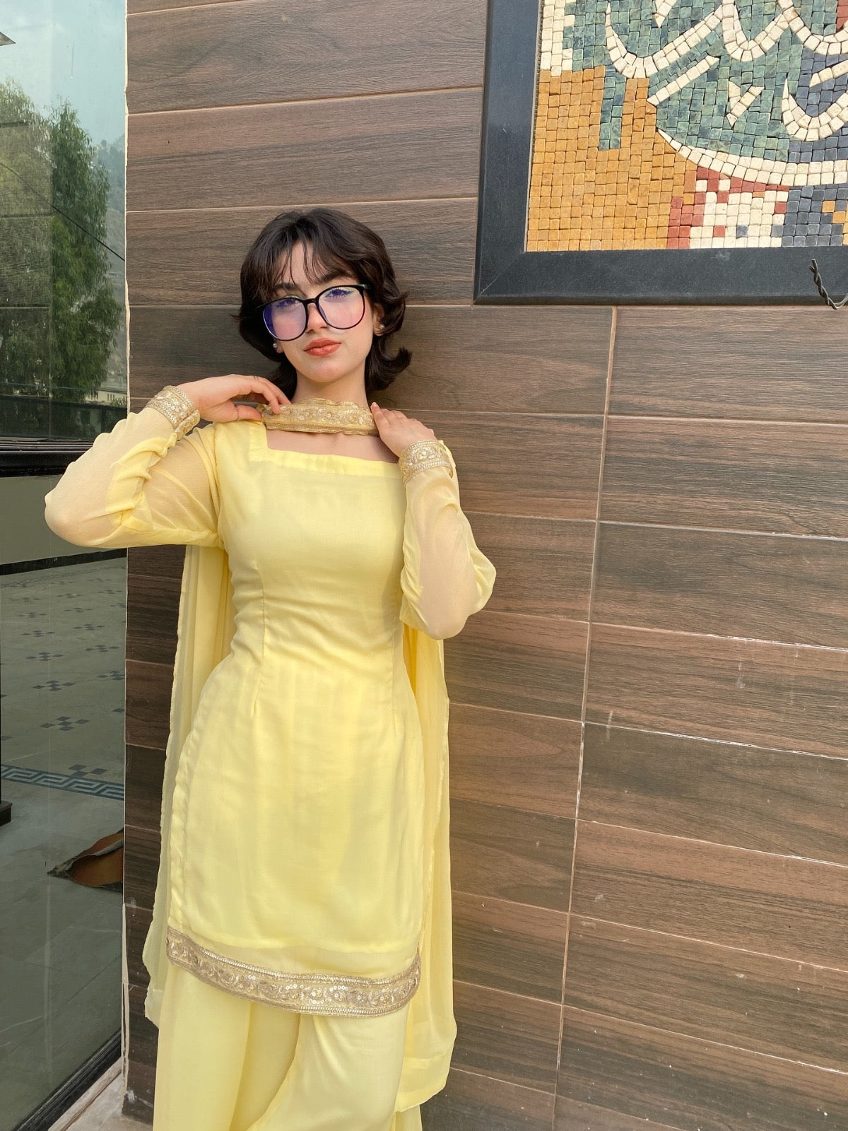 Blended Pure Chiffon Dress 3pc