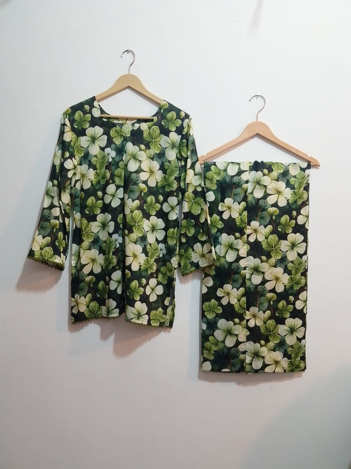 2pc Digital Lawn Print Shirt And Wide Leg Trouser