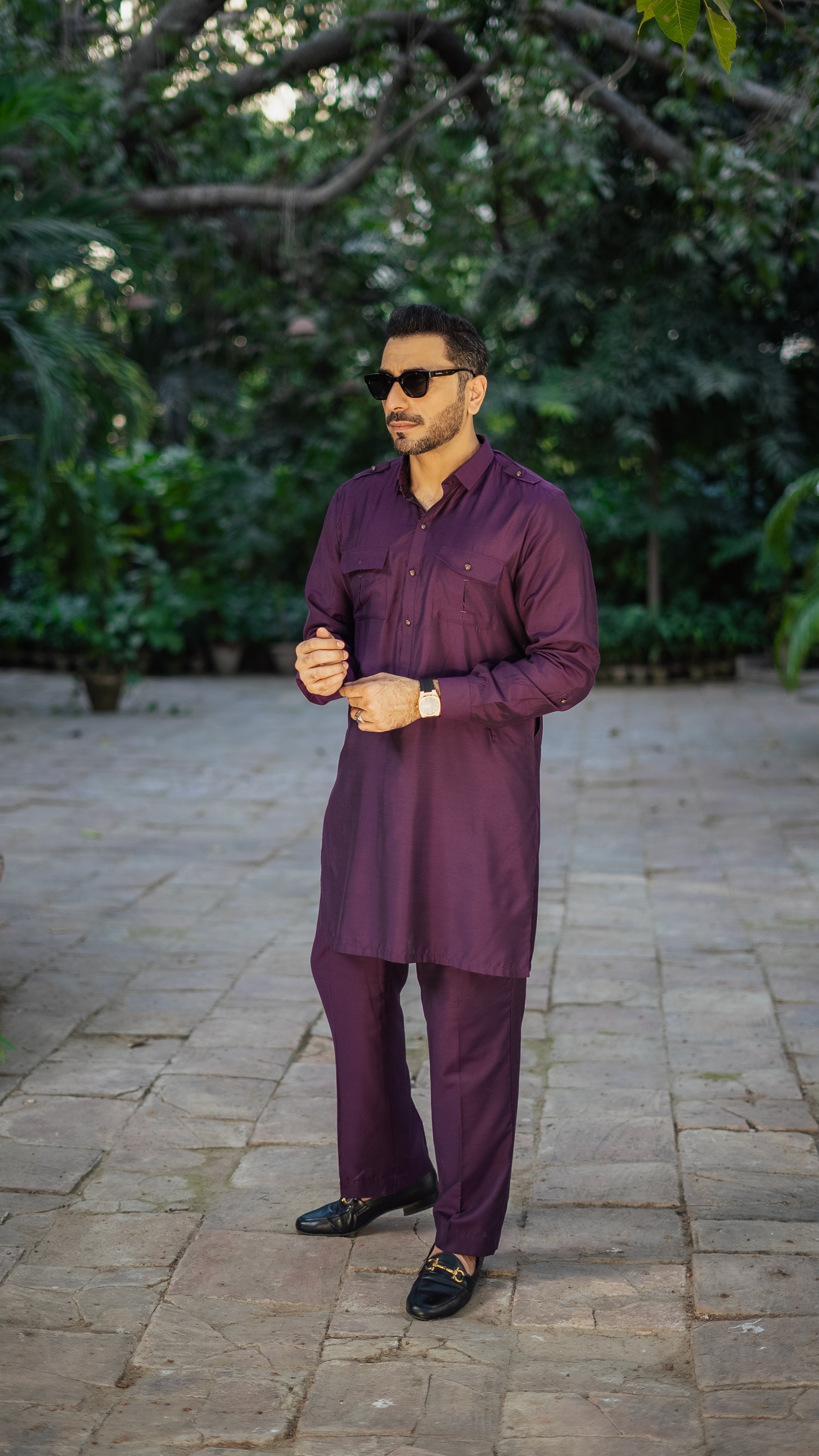 PURPLE COTTON SILK KURTA PAJAMA