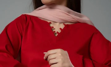 Red Shalwar Kameez – Lace & Crochet Detail 2 Piece