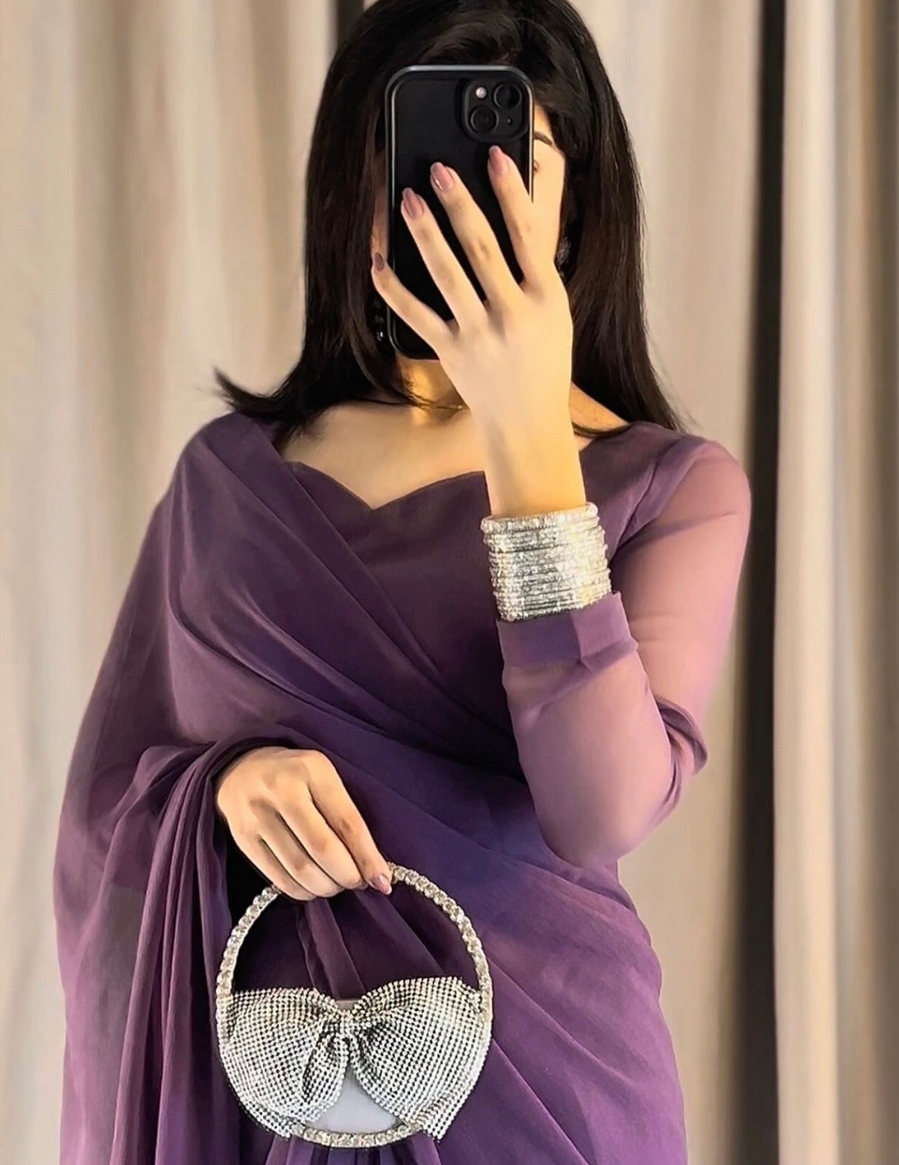Purple Chiffon Saree