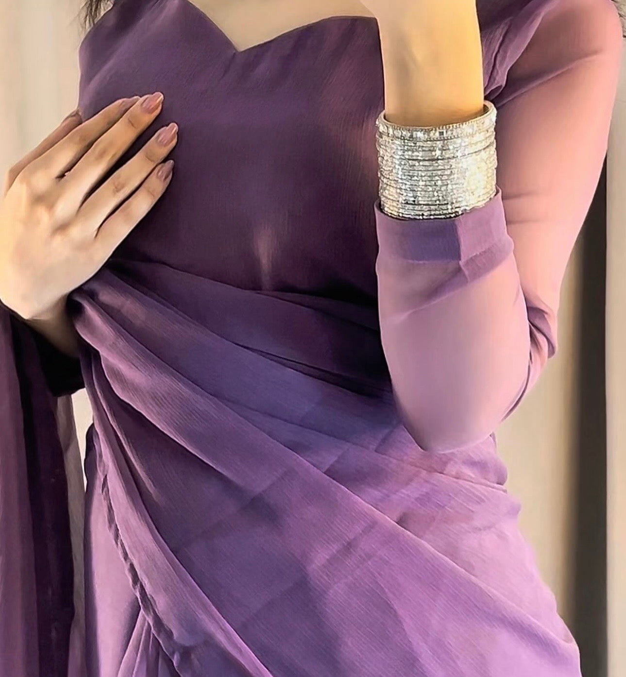 Purple Chiffon Saree