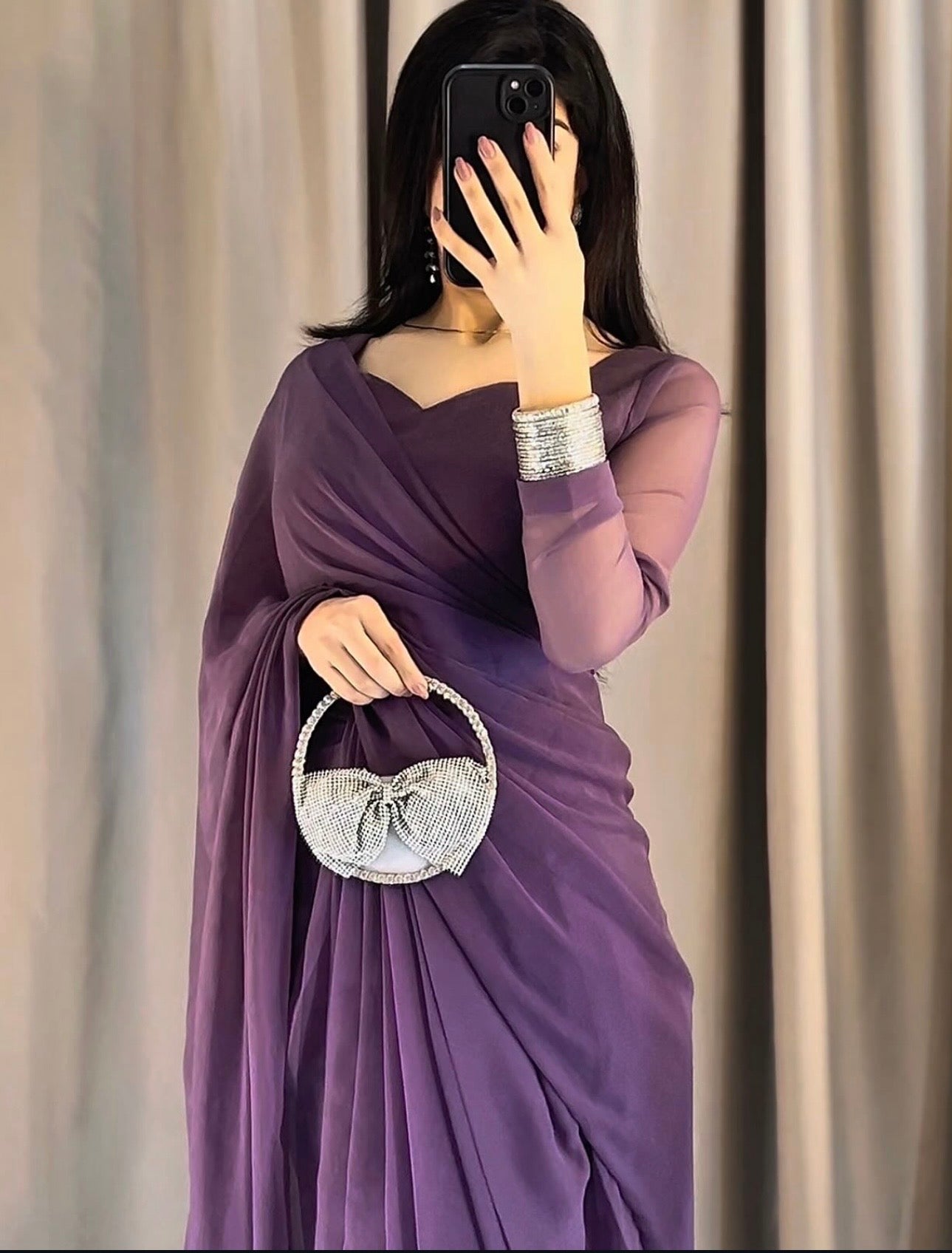 Purple Chiffon Saree