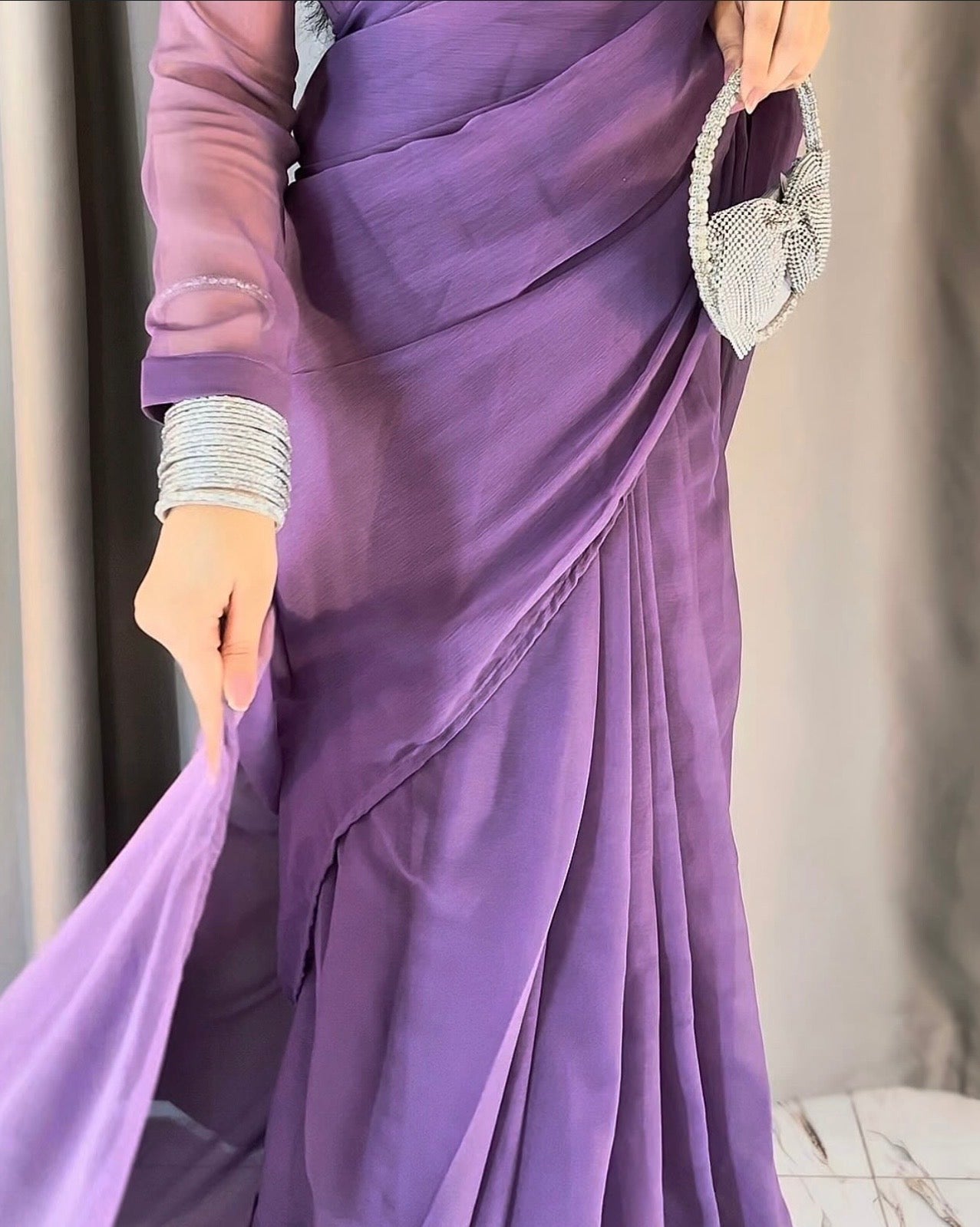 Purple Chiffon Saree