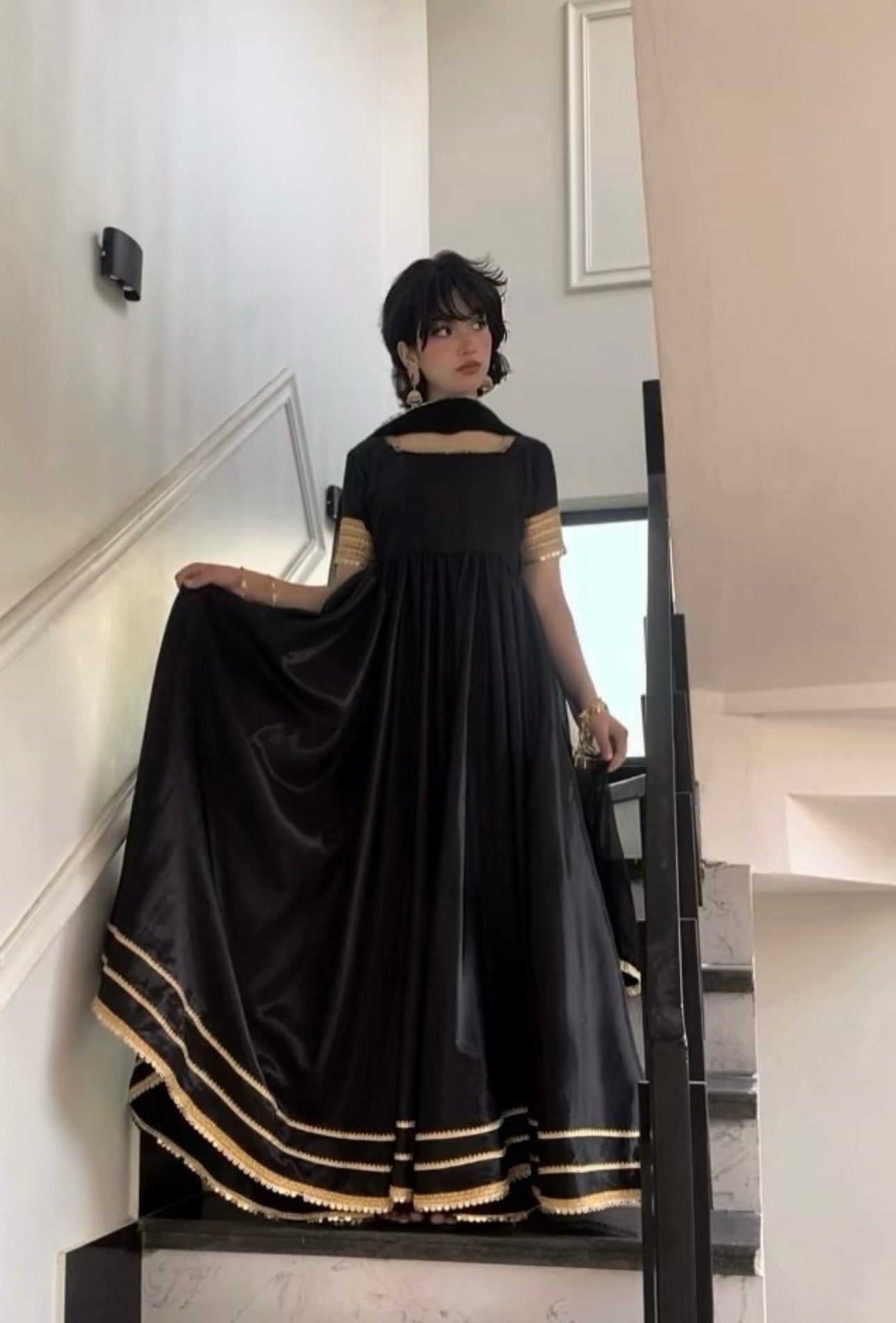 Midnight Grace Black Maxi Frock