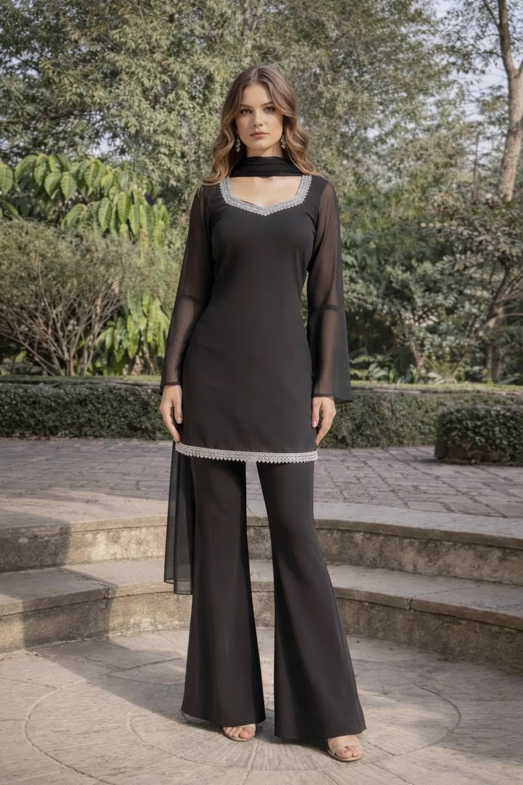 Midnight Black Grace Chiffon Dress