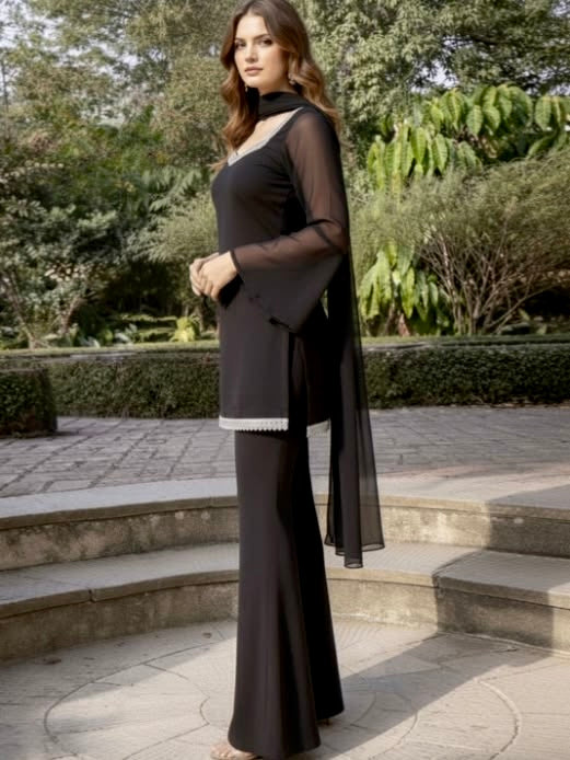 Midnight Black Grace Chiffon Dress