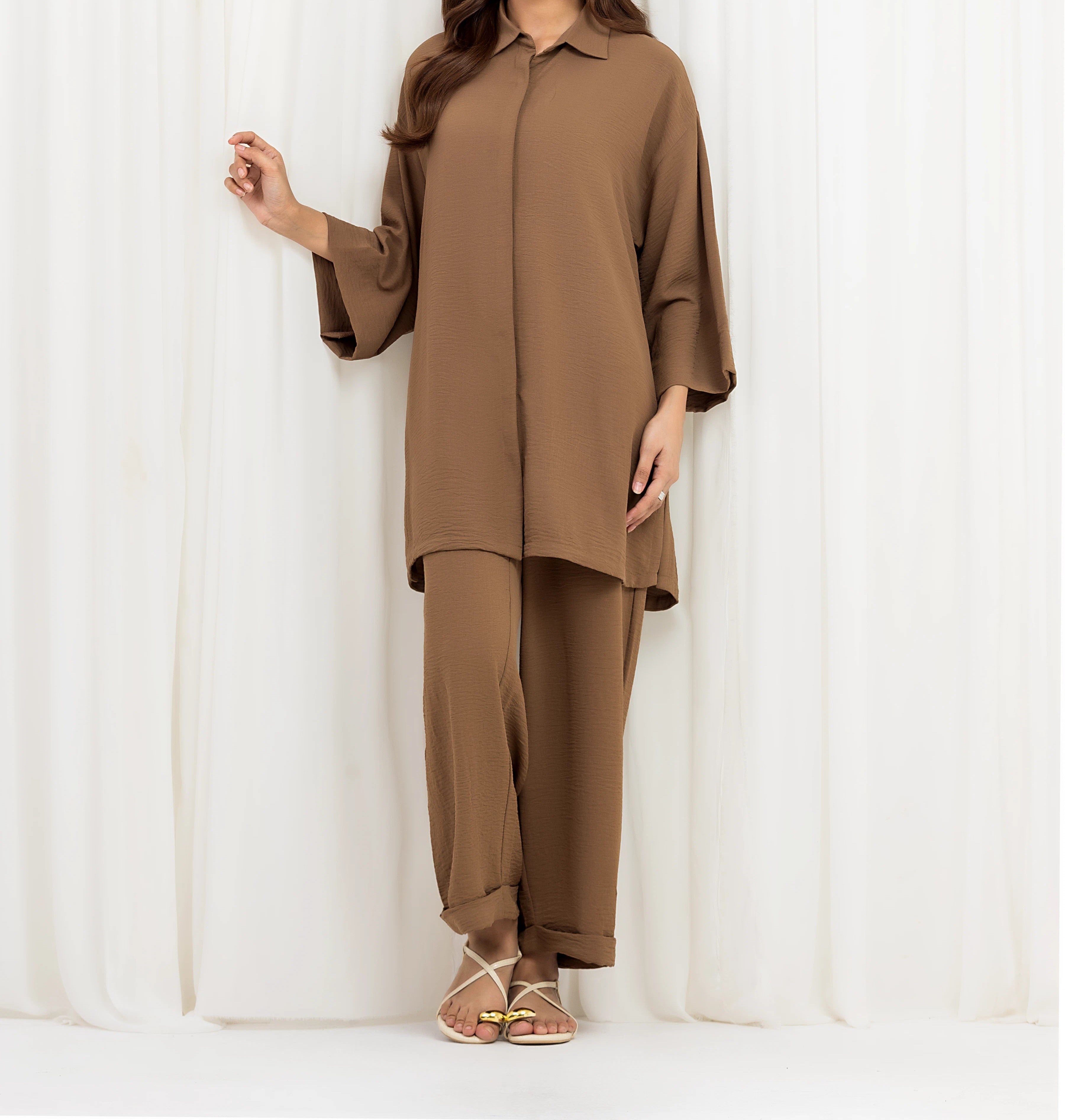 Pret Solid Crepe Polyester Co-Ord Set – 2 Piece