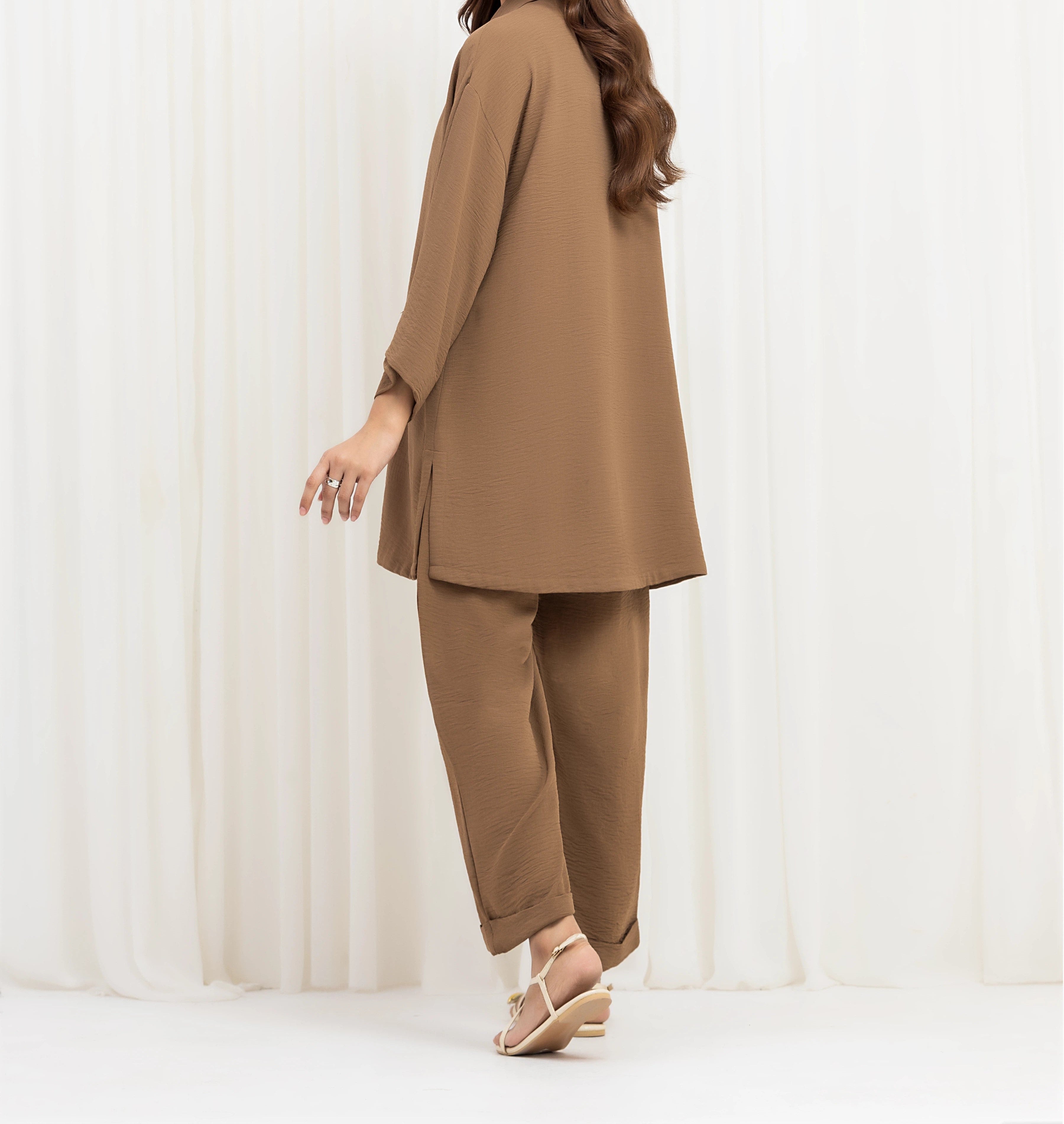 Pret Solid Crepe Polyester Co-Ord Set – 2 Piece