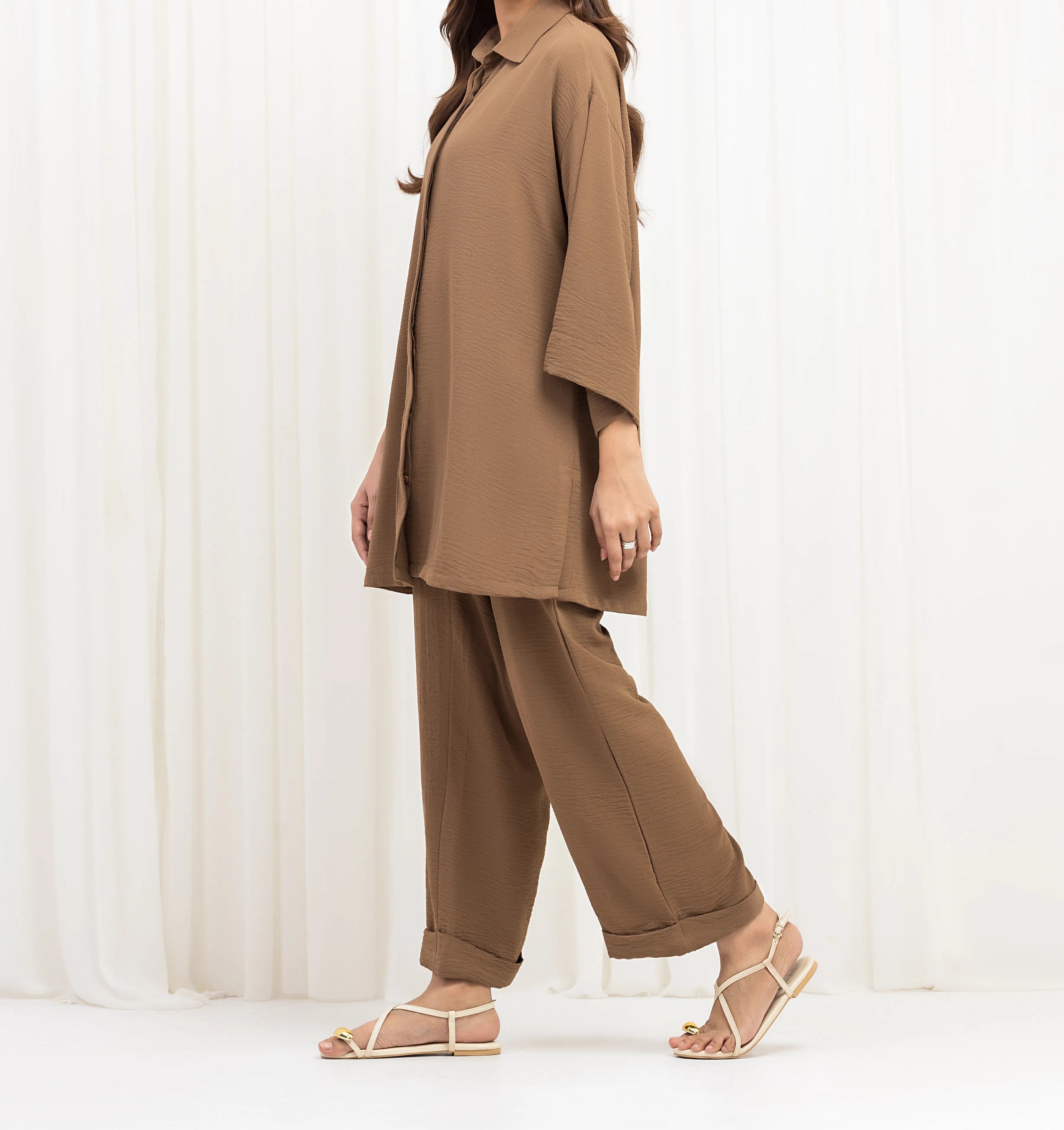 Pret Solid Crepe Polyester Co-Ord Set – 2 Piece