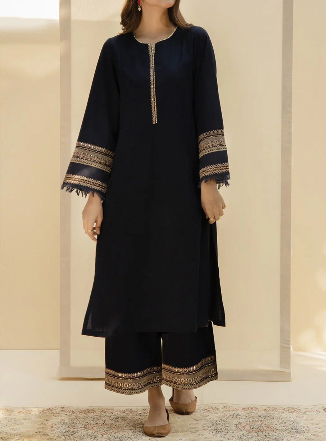 Laced 2pc Black Lawn Dress