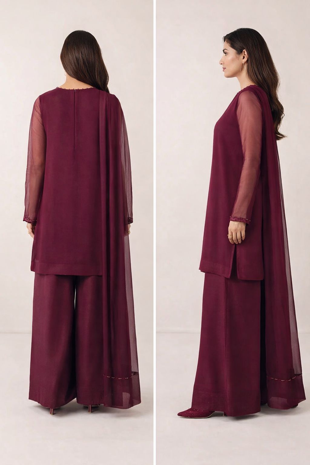 Maroon Straight Kurta Set with Silk Trouser | Elegant Ethnic Wear Outfit